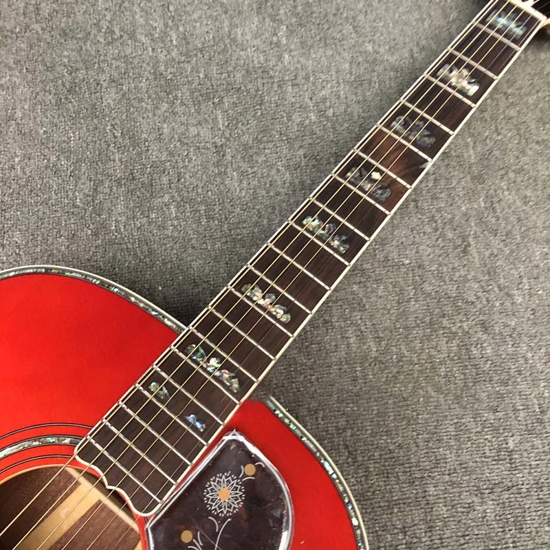 Custom GB Acoustic Guitar with Solid Spruce Top and Ripple Maple + Koa Back 42 Inch Jumbo Style