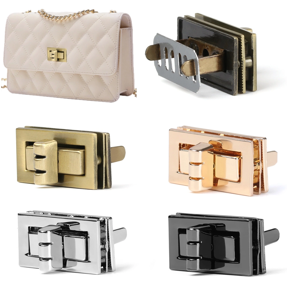 Fashion Accessories Luggage Rectangle Metal Bag Twist Lock