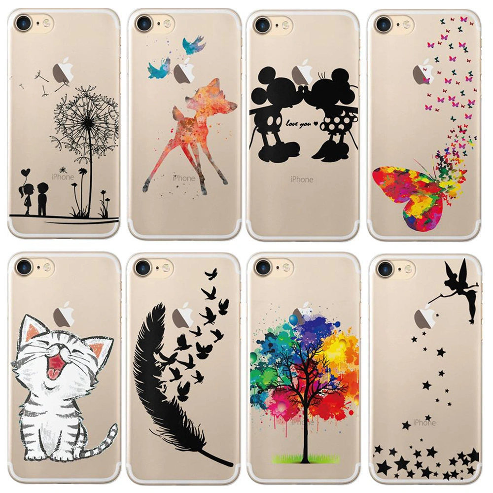 Amostra grátis de capa de celular personalizada de silicone à prova d'água com impressão em sublimação 3D de desenho animado, bolsa antiderrapante absorvente de choque, acessório de celular.