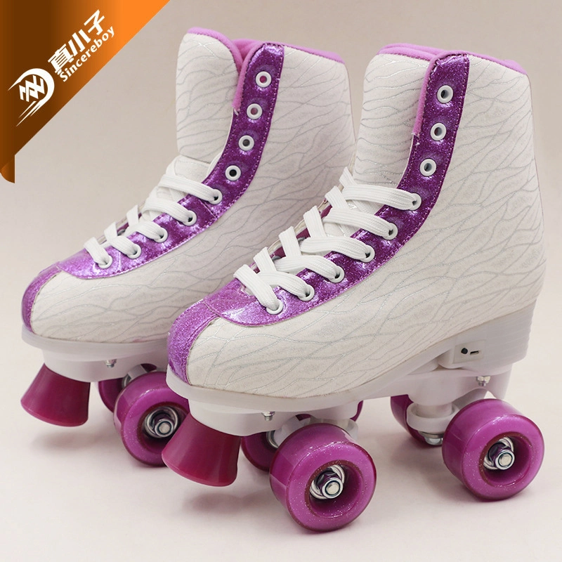 Wholesale/Supplier Sports Shoes Fitness Entertainment Double Row Roller Flash Skates Shoes for Girls