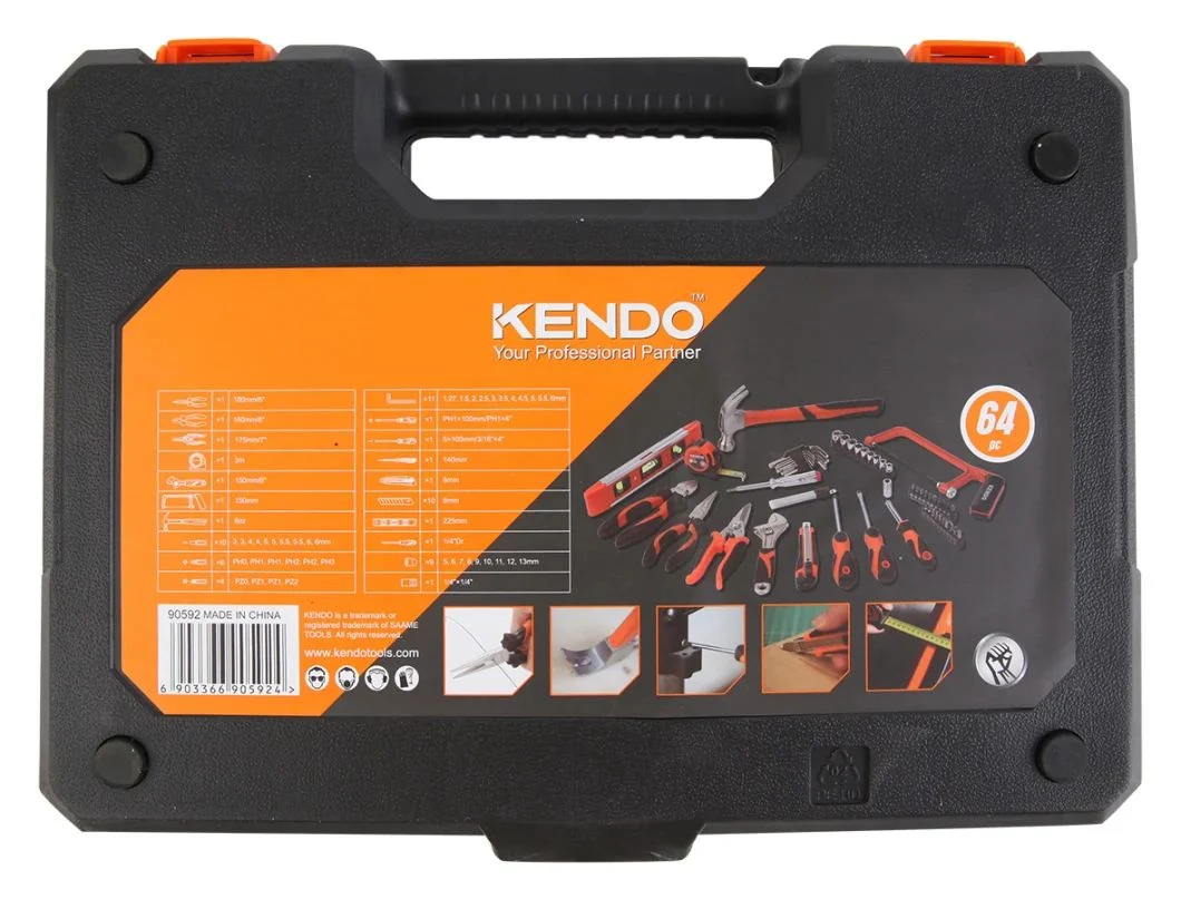 Kendo 64PCS Hot Sale Hand Tools Set DIY Household Hardware Repair Box Set Practical BMC Tools Set