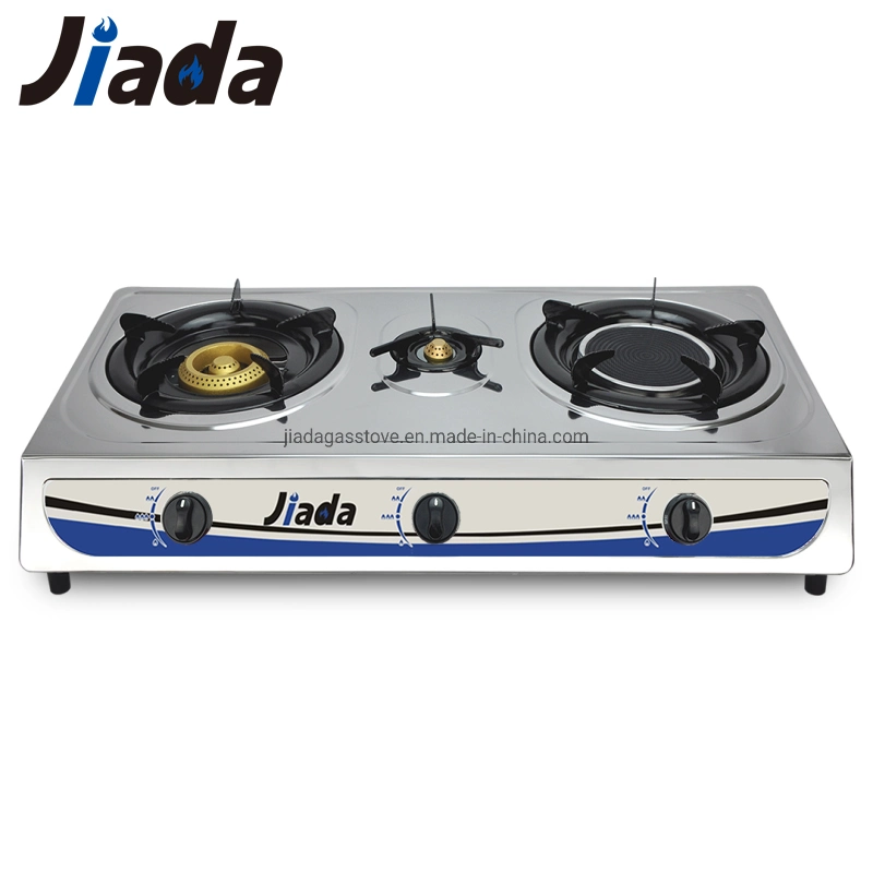 Home Kitchen Stainless Steel Portable 3 Burner Gas Cooker Low Consumption Blue Fire Gas Stove