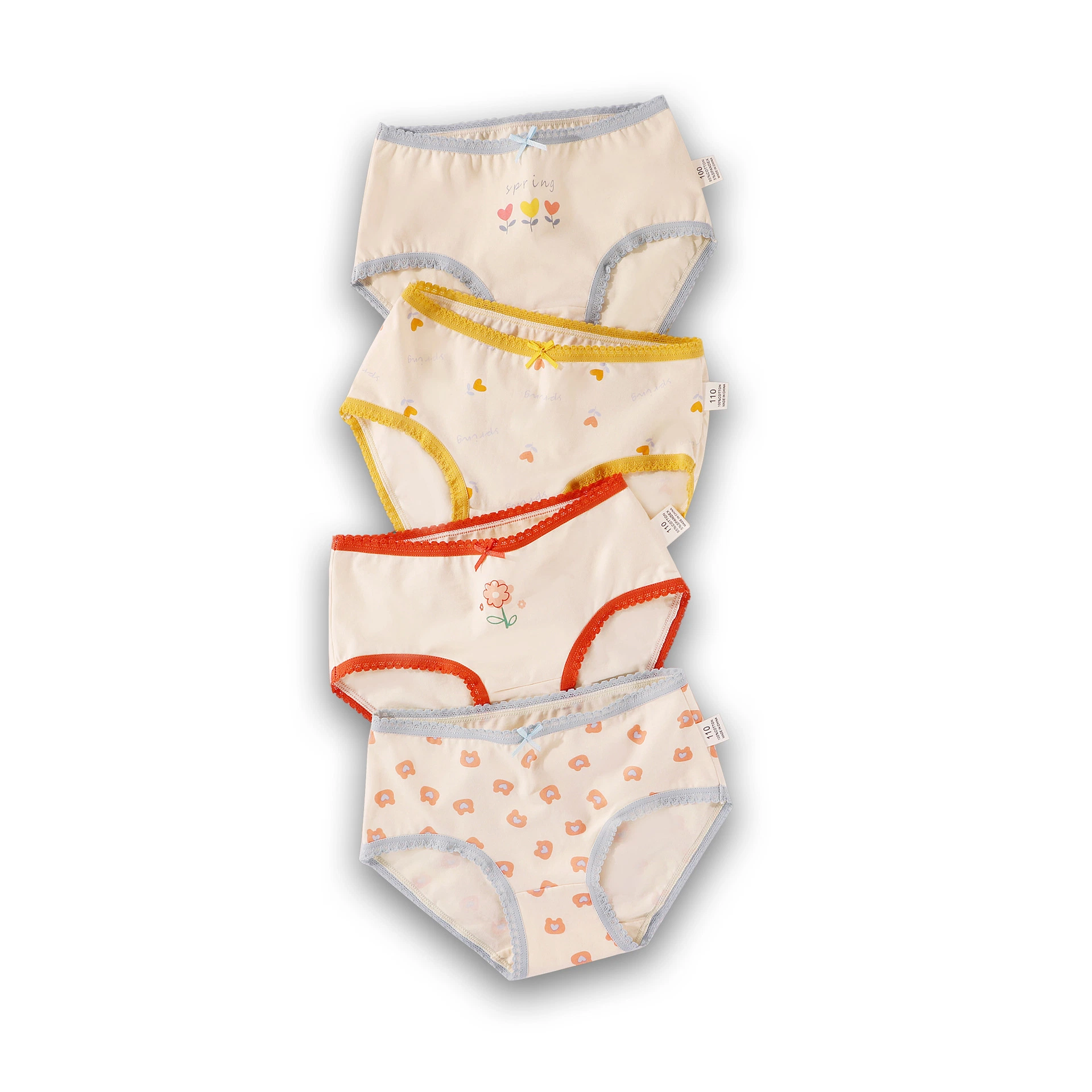 Ropa interior para niños Cartoon Cute Animal Print Cotton Comfortable Briefs Bebés Pantalones cortos de cuatro piezas