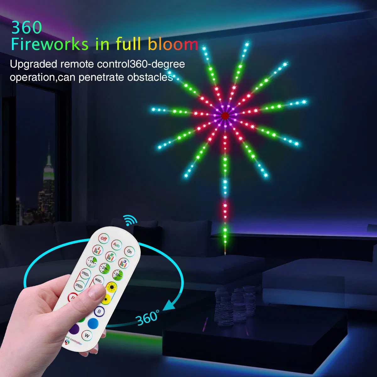 Remote Control Music Color Flexible Smart LED Firework Lights for Christmas Party