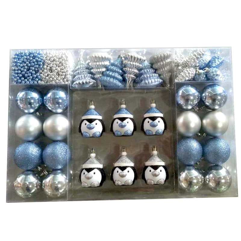 Mixed Plastic Ornament Christmas Tree Decoration Ball in Luxury Set