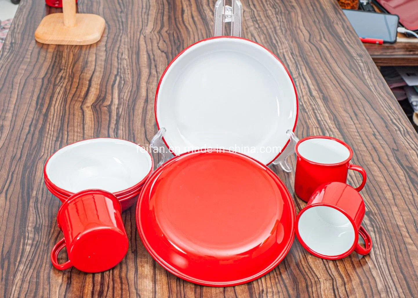 Thickened Enamel Tableware/Dinner Set with Rolled Rim