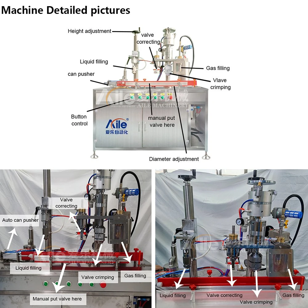 Under Cup Vacuum Refrigerant Freon R134A Aerosol Filling Machine System for Tin Plate Cans