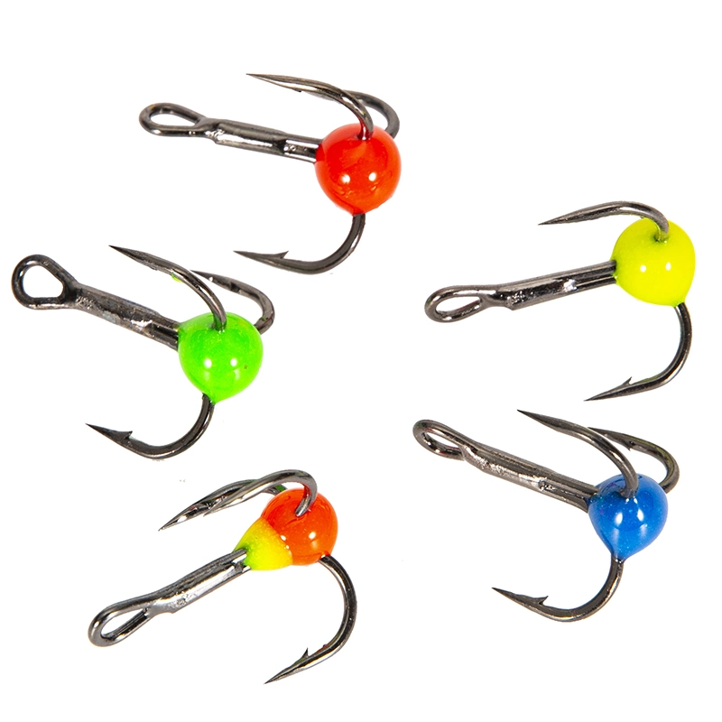 10PCS/Box Winter Ice Fishing Three Anchor Hook Lure Mini Metal Bait Fish Treble Fishhooks 6#/8#/10#