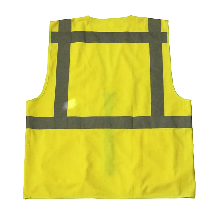 Logotipo personalizado amarelo grande visibilidade a fita refletora vários bolsos frontais do Fecho de Segurança do Engenheiro de Segurança reflexivo Vest