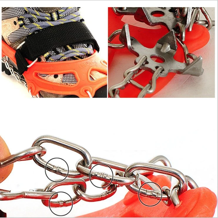 Crampons Ice Snow Grips Traction Cleats Shoes Grips with Anti Slip 12 Teeth Stainless Steel Spikes Shoes Safe Protect