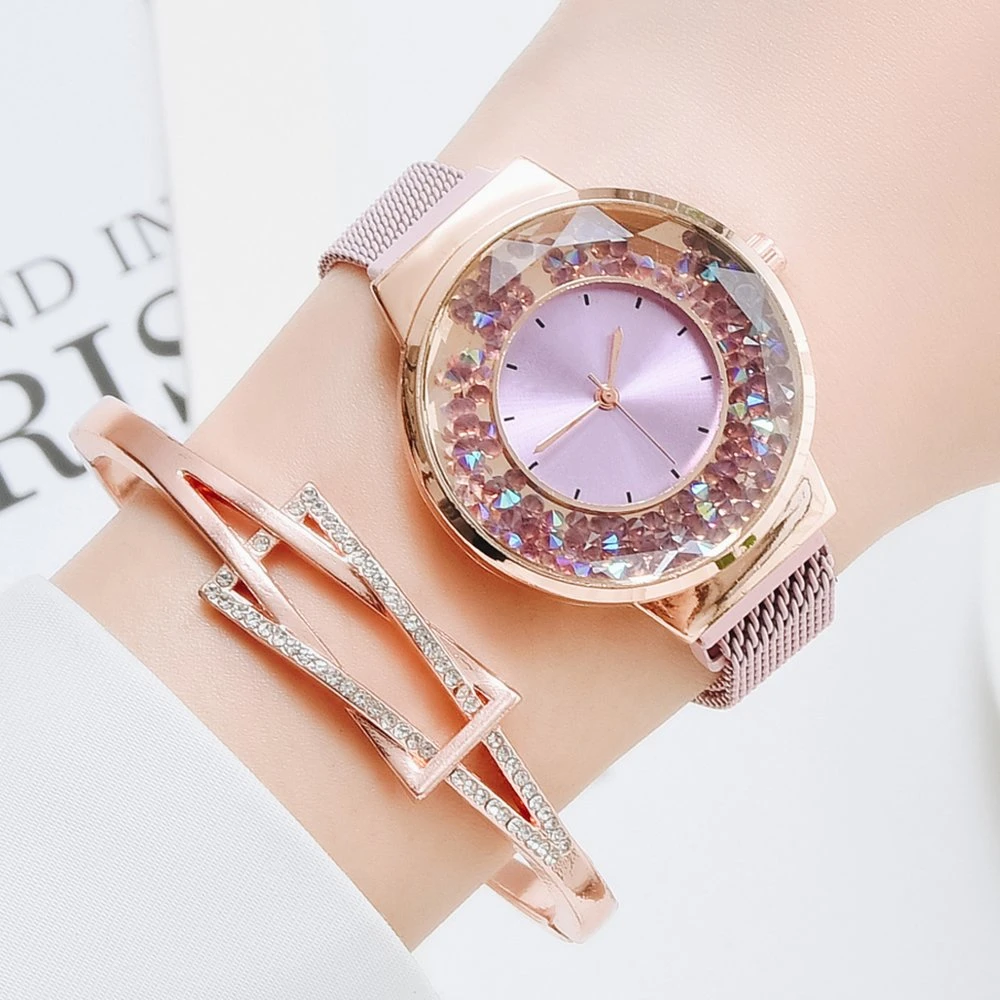 Montres de mode pour femmes de luxe femmes Quartz aimant boucle Movable Rhinestones Ladies montres-bracelets Pink Clock Relogio Feminino