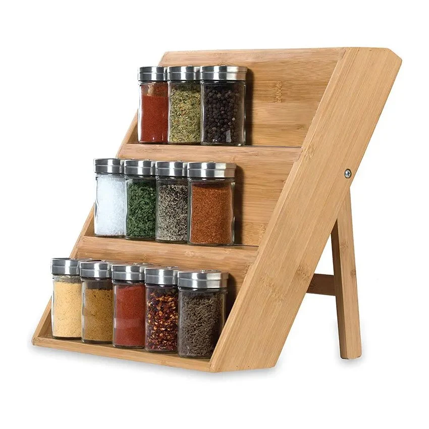 Bamboo Spice Rack Shelf-Versatile 3 Tier Standing Pantry Shelf for Kitchen Storage