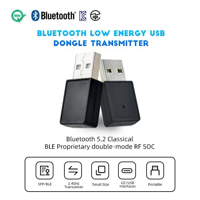Feasycom FSC-BP101Y BLE 5.2 Mini Size PC/Laptop 2.4GHz Adapter Transceiver Low-Energy USB Bluetooth Dongle
