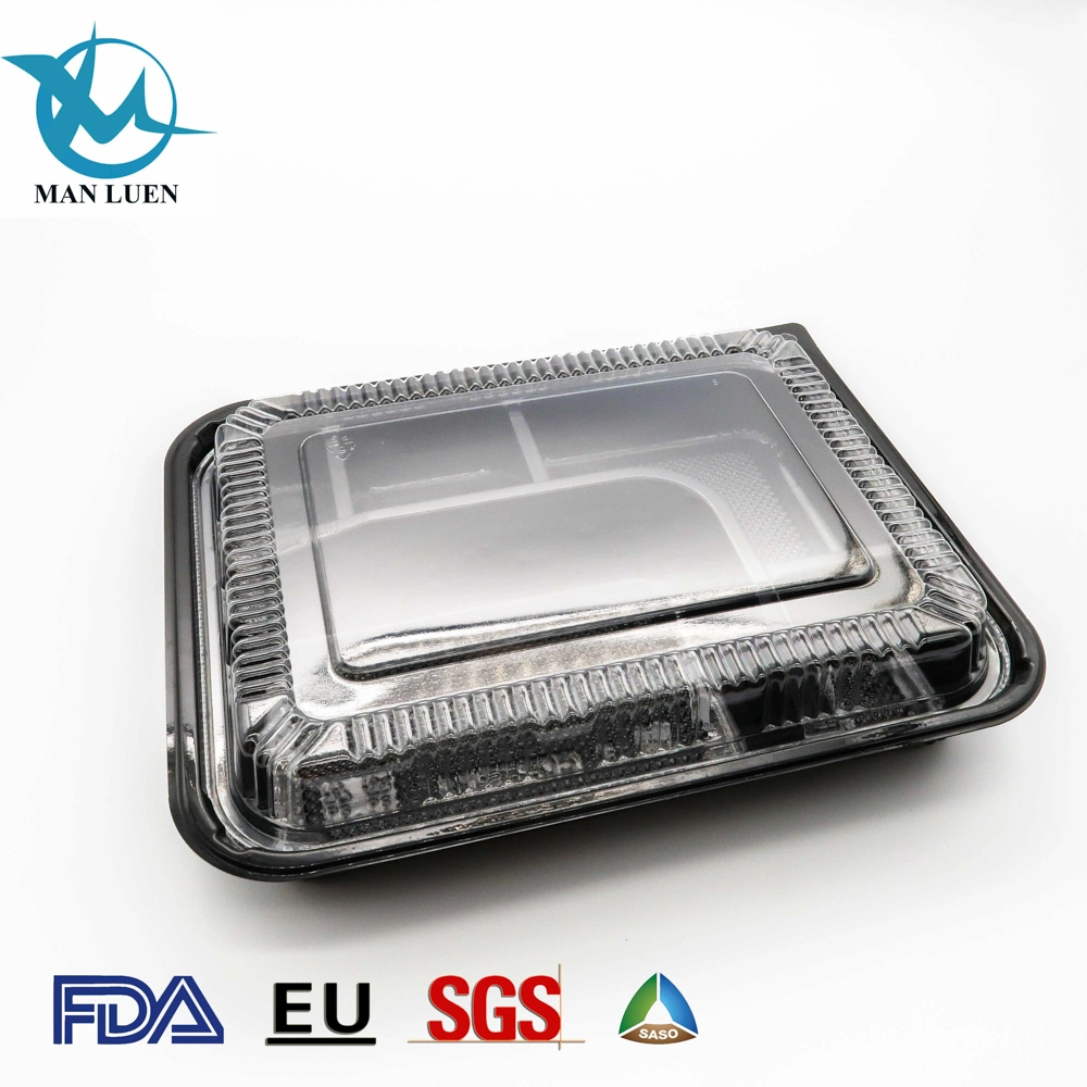 Black Disposable Meal Catering Plastic Lunch Box Food Container