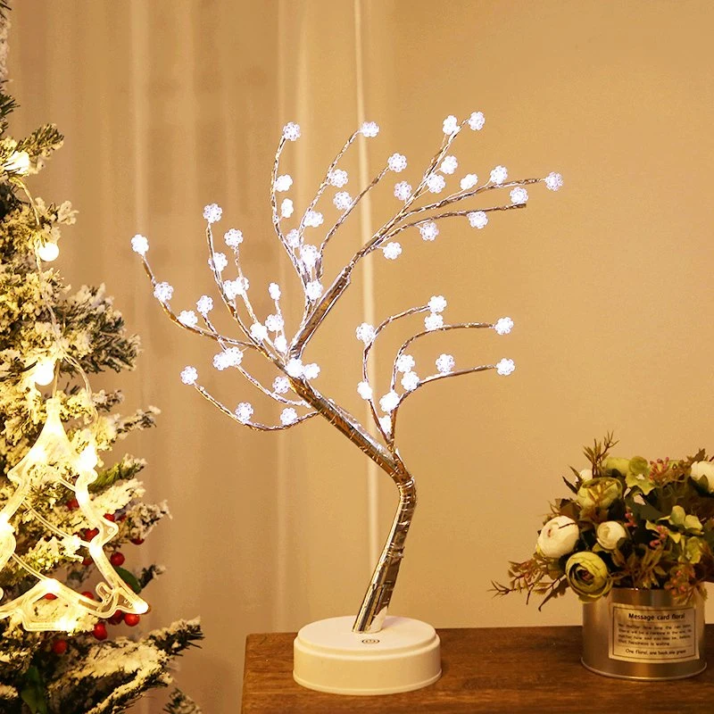 USB Battery Plug 45cm 24/36/48 Bulbs Christmas Home Wedding Artificial Tree Table Night Flower Blossom LED Cherry Tree Light