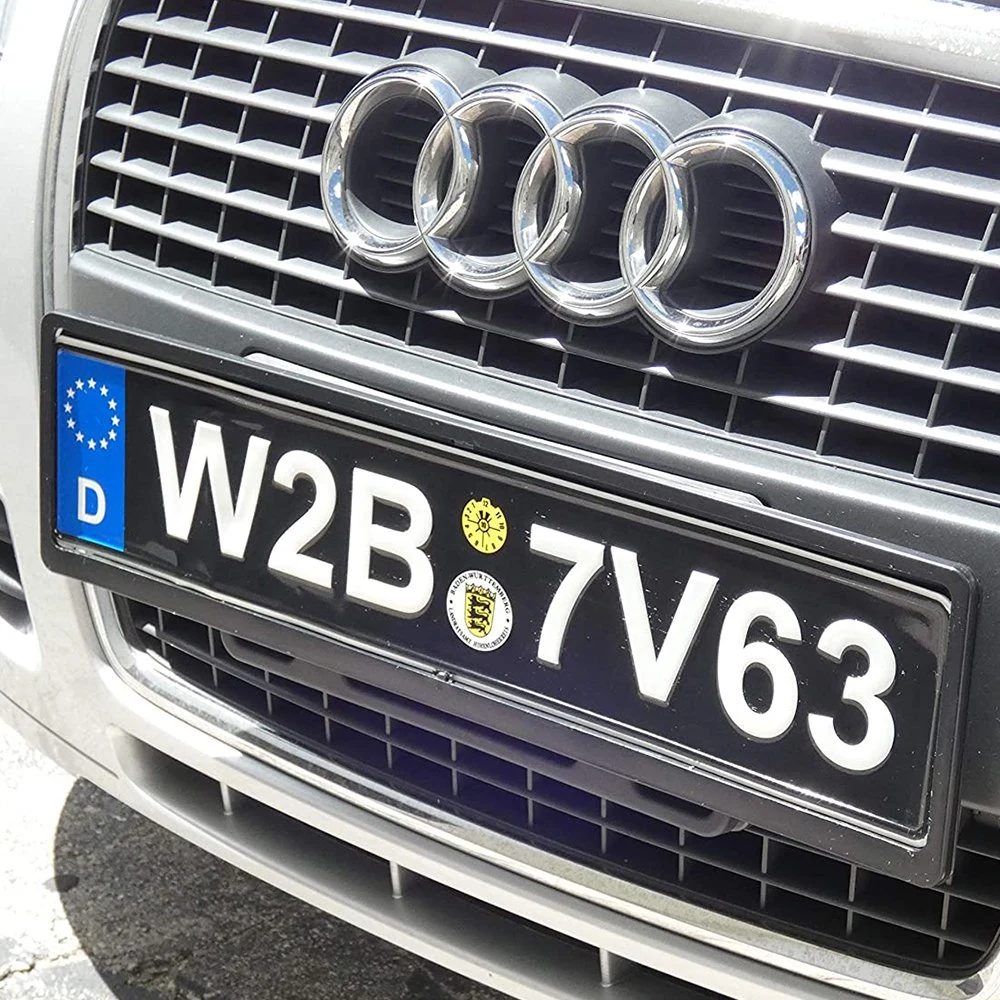 Standard Black Euro License Plate Holder - Universal Mounting Frame