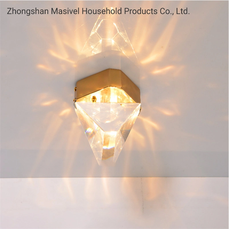 Masivel Factory Modern Copper Ceiling Lamp Aisle Luxury Crystal Indoor LED Ceiling Light
