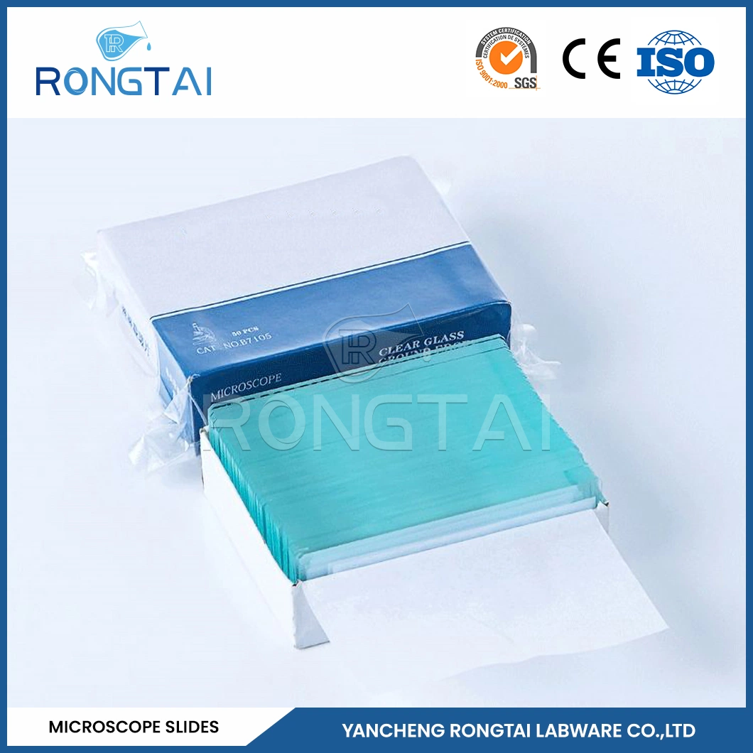 Rongtai Laboratory Glass Slides Factory Slide Glass 7105 China 7101 7102 7105 7107 7109 1000 PCS Blank Microscope Slide