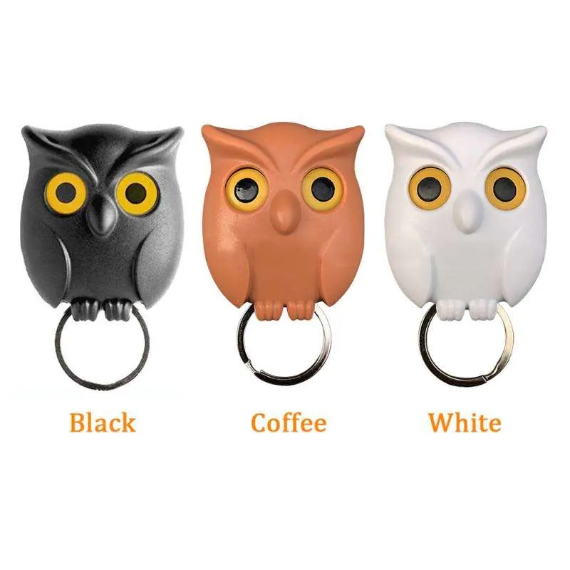 Creative Owl Model Key Hook Perforation-Free Porch Wall Hanging Arrangement Storage