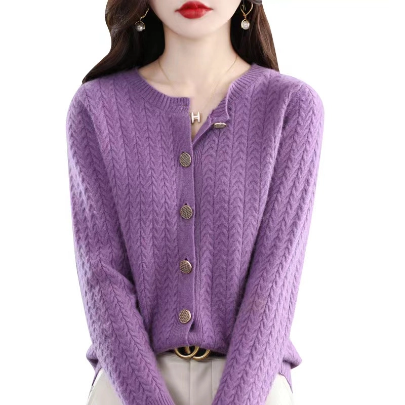 Fashion Casual Solid Long Sleeve Sweater Street Knitted Women's Cardigan