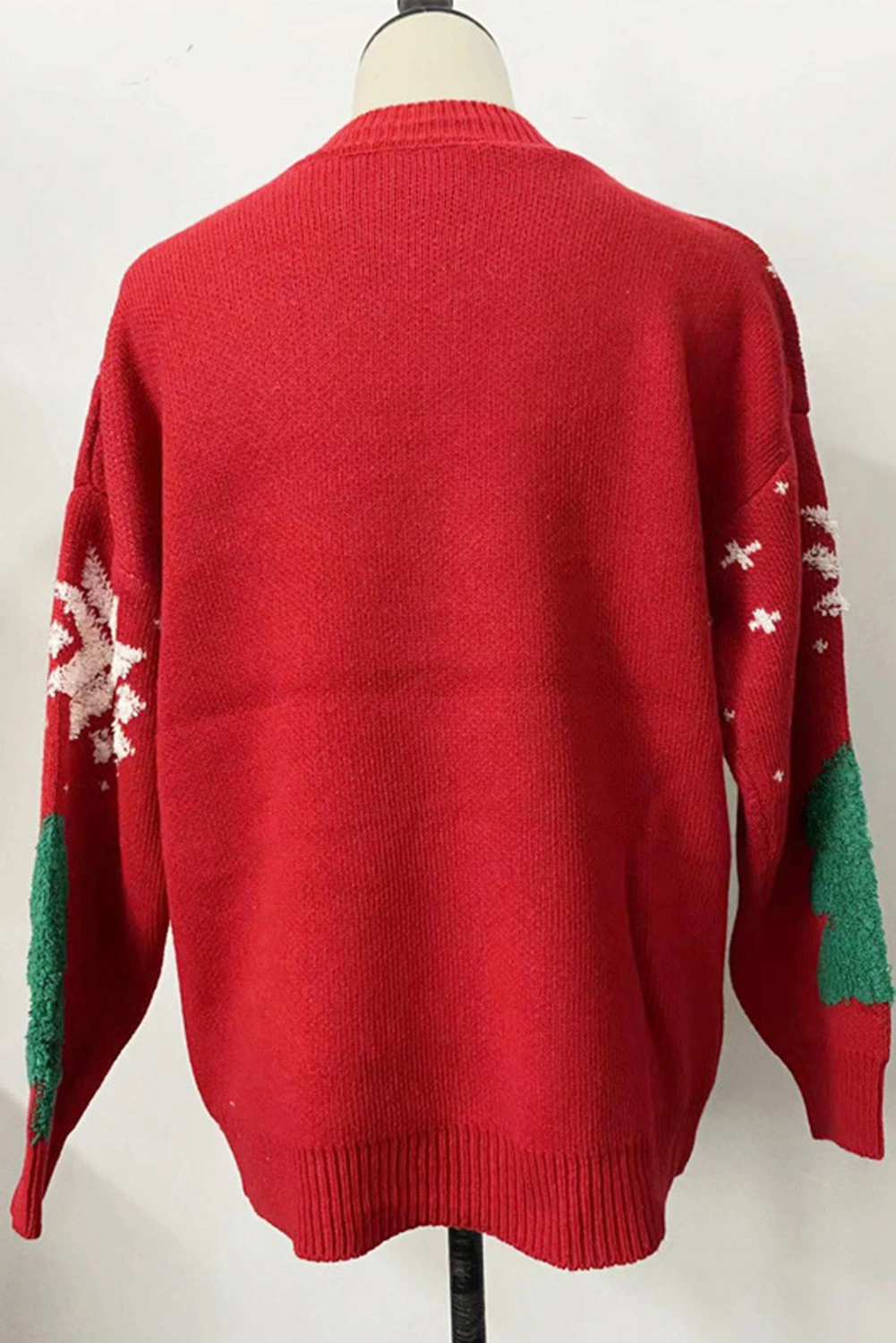 Caro - Loover Christmas Tree Snowflake Jacquard mulheres Sweater de Natal feio