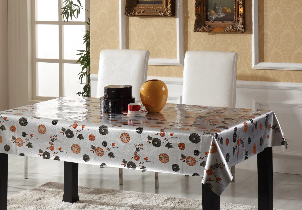 Hot Sale Printed and Double Side Gloden Embossed PVC Tablecloth&#160;