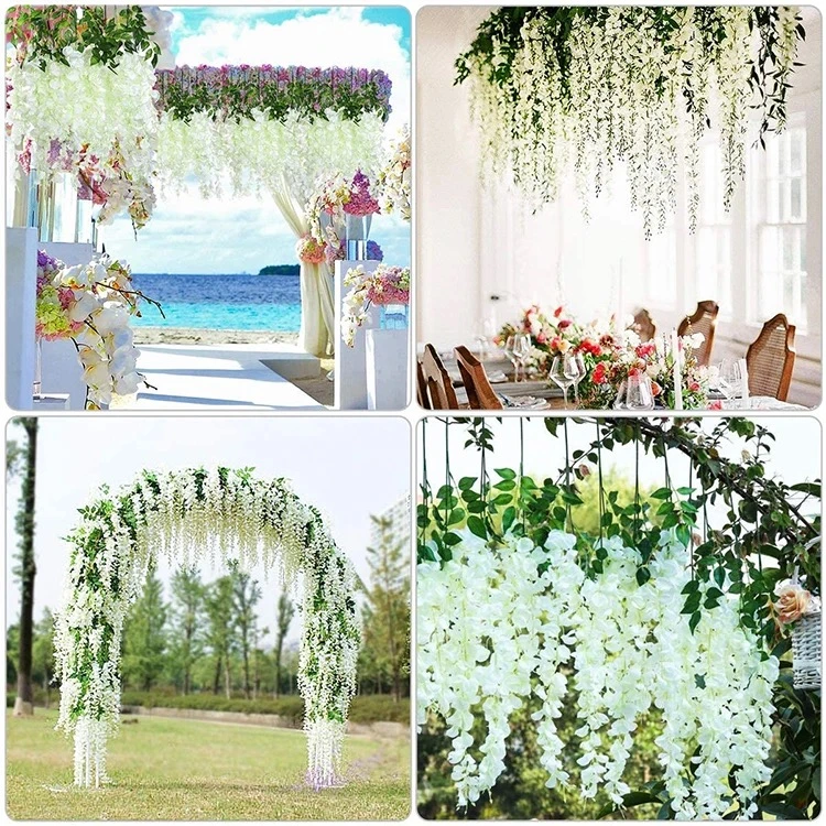 Top Seller 43inch Artificial Wisteria Encipher Wisteria Hanging Flowers Whosale Multicolour Ceiling Hanging Artificial Flowers Wedding Scene Store Opening