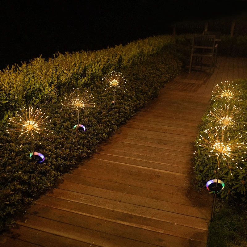 2 Pack LED Outdoor Light Fireworks Lamp Sparklers LED Copper Wire Lamp 8 Lighting Modes Wedding Garden Footpath Christmas Decorations Park Decoration120LED-