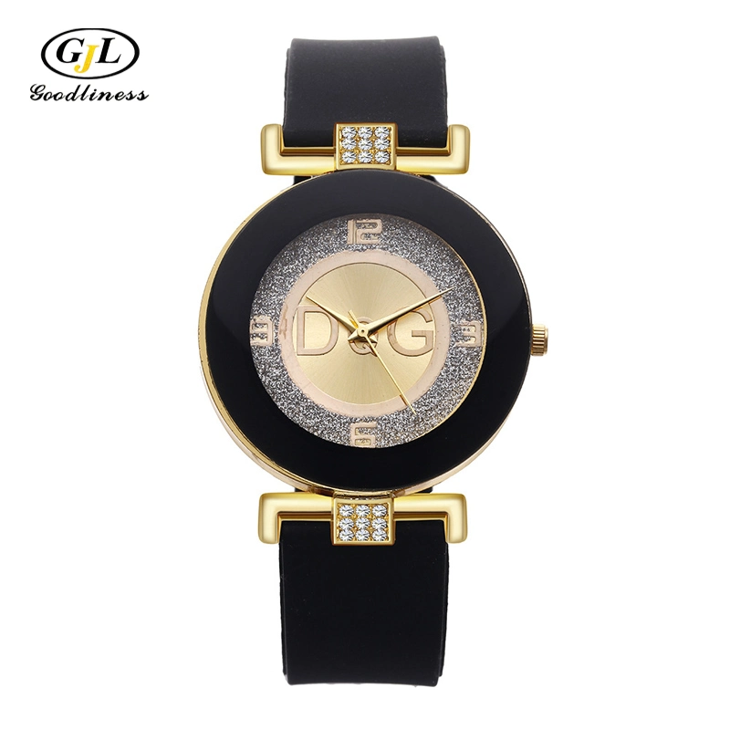 Fashion Frauen Diamant Inlaid Silikon Quarz Student Uhr auf Lager