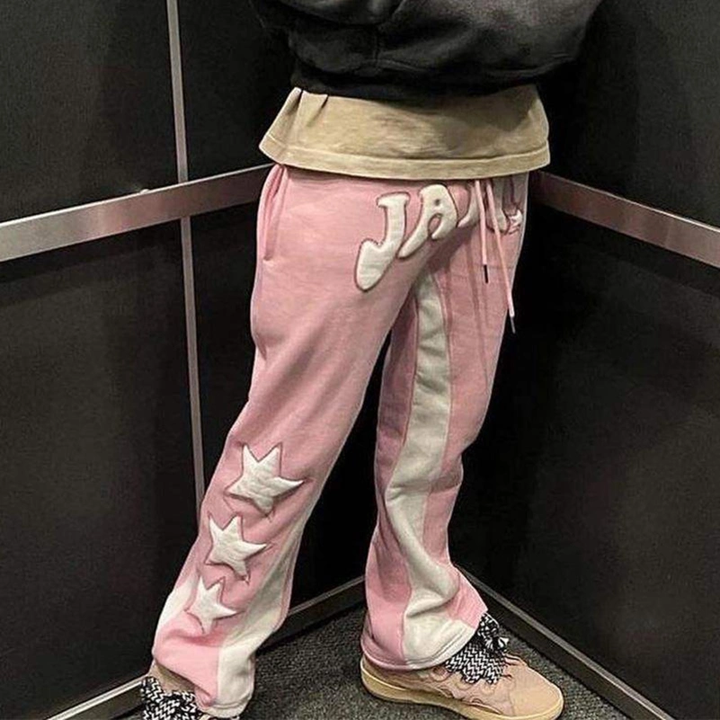 Pantalon de pyjama en jersey de coton éponge à motif patchwork personnalisé et évasé à motif de streetwear Pantalon de jogging évasé pour Homme