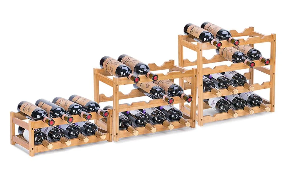 Wine Glass Drying Rack and Bottle Holder, Natural Wood Bamboo Wine Rack