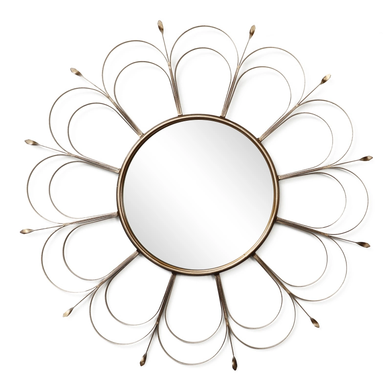 Flower Iron Cooper Color Aluminium Wall Mirror