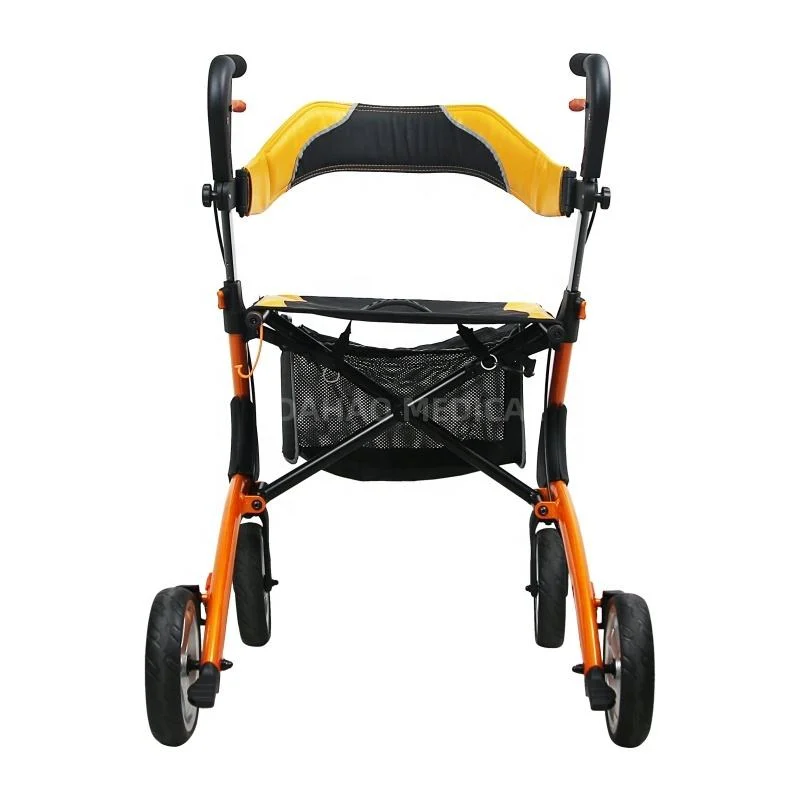 Ultra Light Weight Aged Care Folding Aluminum Mobility Shopping Cart Adult Walking Rollator Walker with Seat