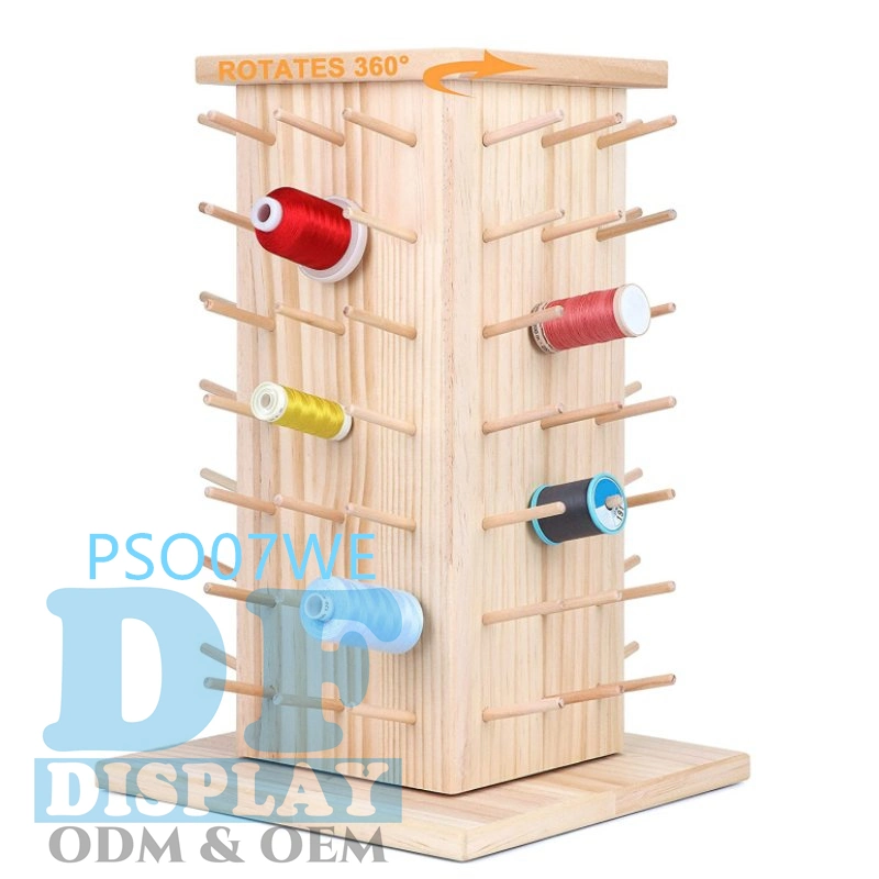 Rotating Wooden Thread Rack 84 Spools Thread Holder Organizer for Sewing, Quilting, Embroidery, Hair-Braiding Jewelry Sewing Thread Display Rack