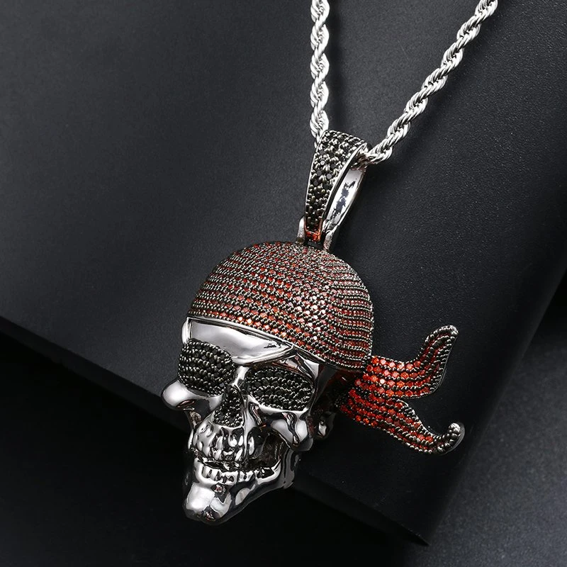 Pirate Skull Colgante para Collar Colgante Iced Out Hip Hop Joyería para Amazon/Ebay/Wish Tienda en línea para Mayoristas