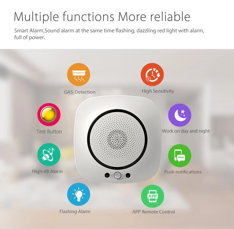 Combustible inflamable Gas Natural CH4 metano automático Tuya Smart WiFi Detector de humo de fuga de gas