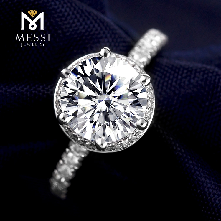Messi Joyería Flor Moissanite anillo de diamantes 14K Joyas de oro al por mayor Con Rose Gold Plating para la Mujer