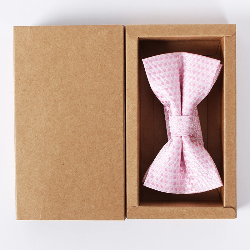 Commerce de gros logo personnalisé du papier d'artisanat Bow Tie Boîte avec couvercle papier Kraft Case Bow Tie