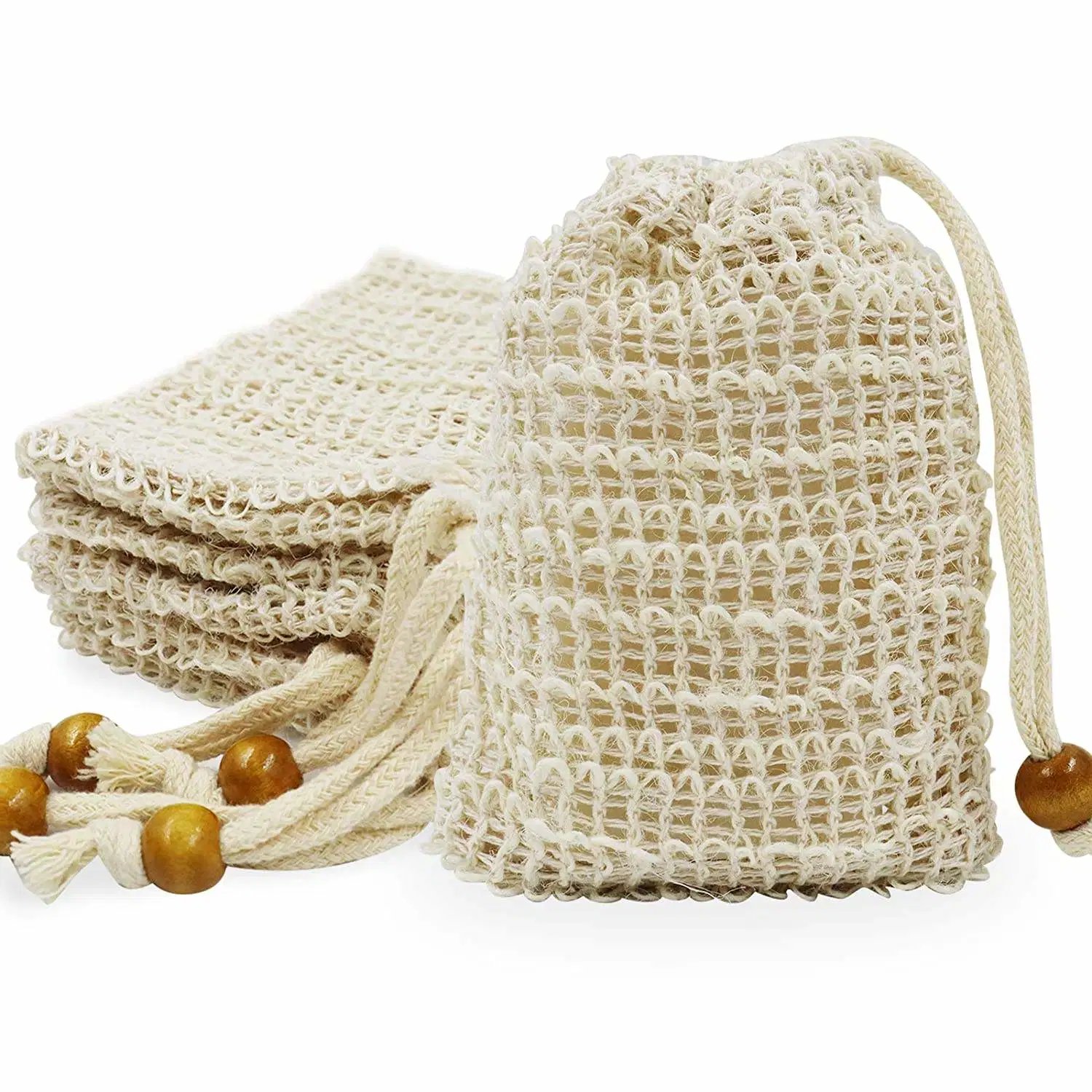 Natural Eco-Friendly Organic Sisal Soap Bag Foaming Pouch Scrubber Drying The Soap Bars Shower Mesh Soap Saver Bag Net