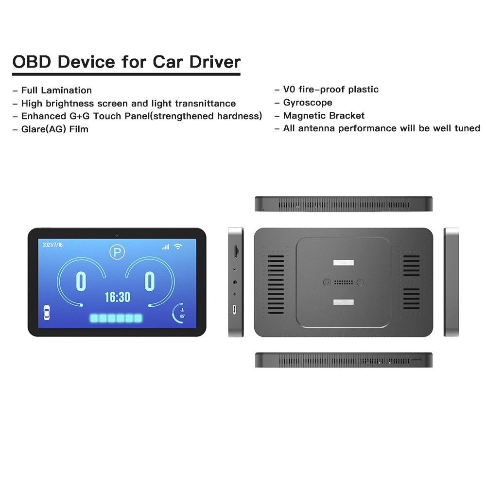 7 Inch Vehicle Mounted Tablet 5g WiFi Bt GPS Navigation OBD Anti Glare Screen Car Tablet Android