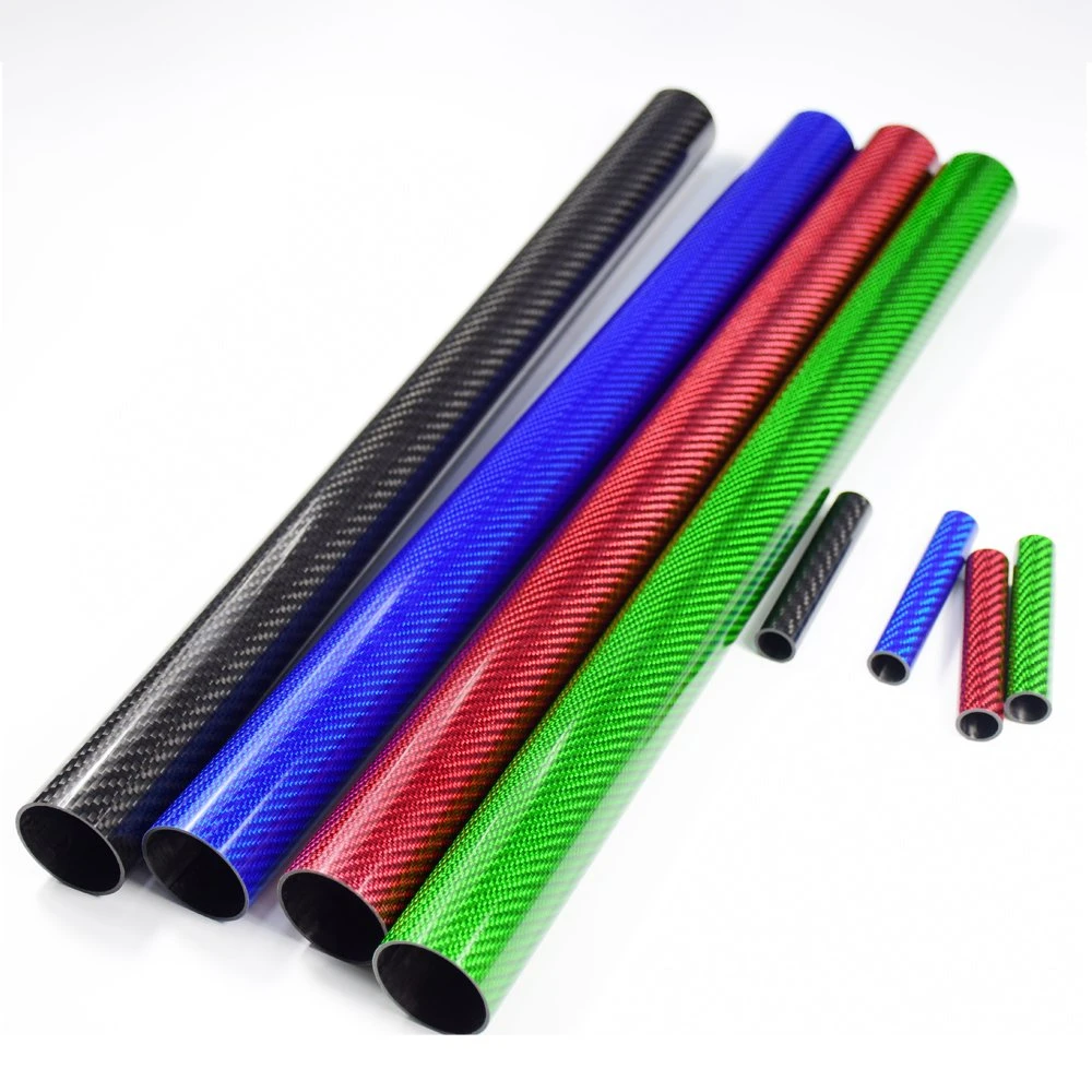 Hot Sales 25mm 30mm 50mm 100mm Custom Telescoping Hollow Roll Wrapped 3K Weave Color Carbon Fiber Round Tube