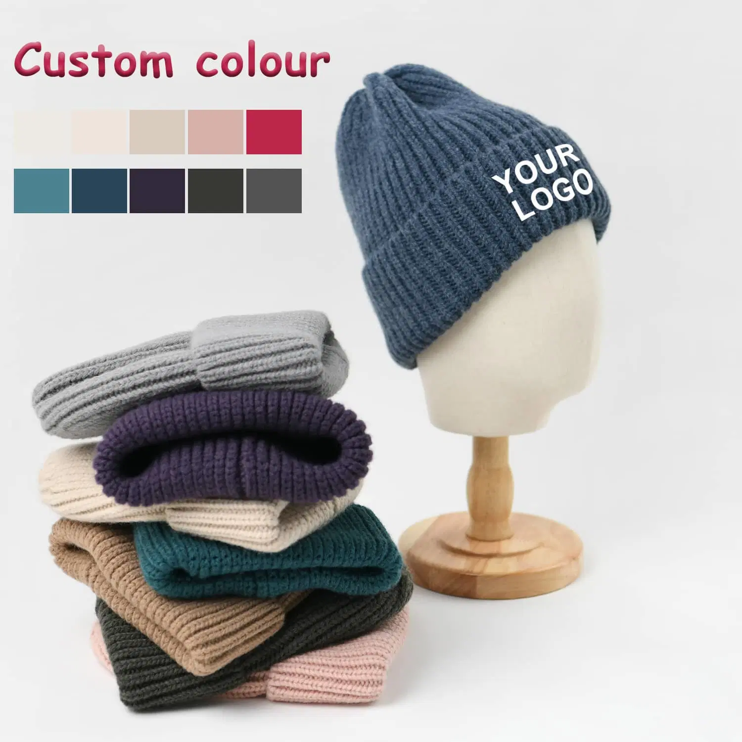 Chunky Beanie Custom Logo hohe Qualität kleine MOQ Thermal Super Weiche Hüte Hersteller Furry Waffel Unisex Gestrickte Skully Cap