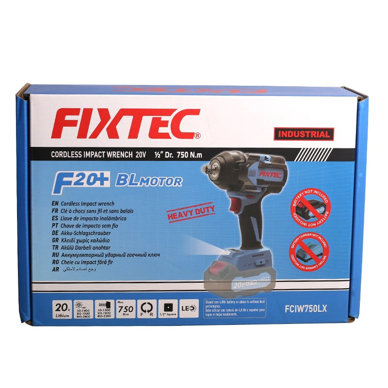 Fixtec Portable Electric Brushless Wrench 1/2" 20V Cordless Brushless Impact Wrench for Car Repairing