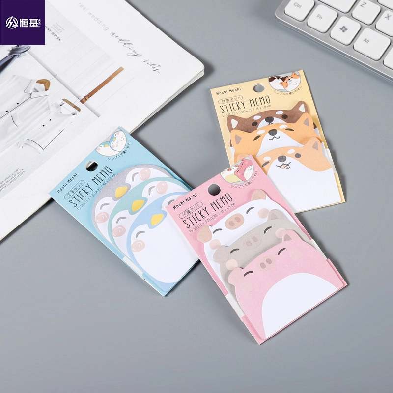 Office Supplies Cartoon Animals Shape Self-Stick Memo Pad Stationery Cute Sticky Notes