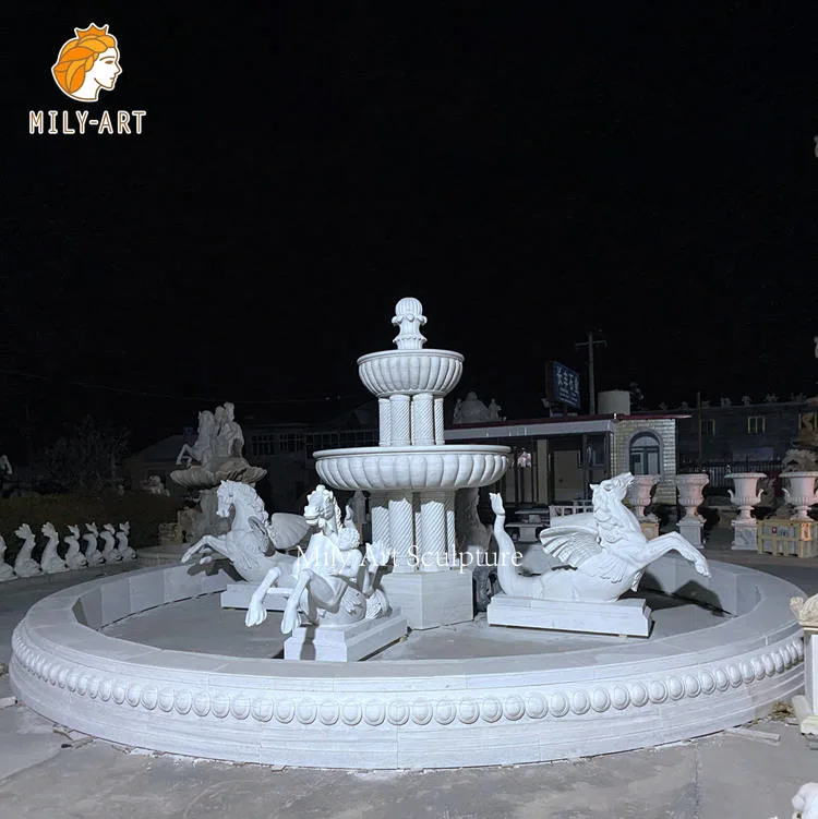 Outdoor Decorative Large Horse Statues White Marble Horse Head Sculptures Water Fountain