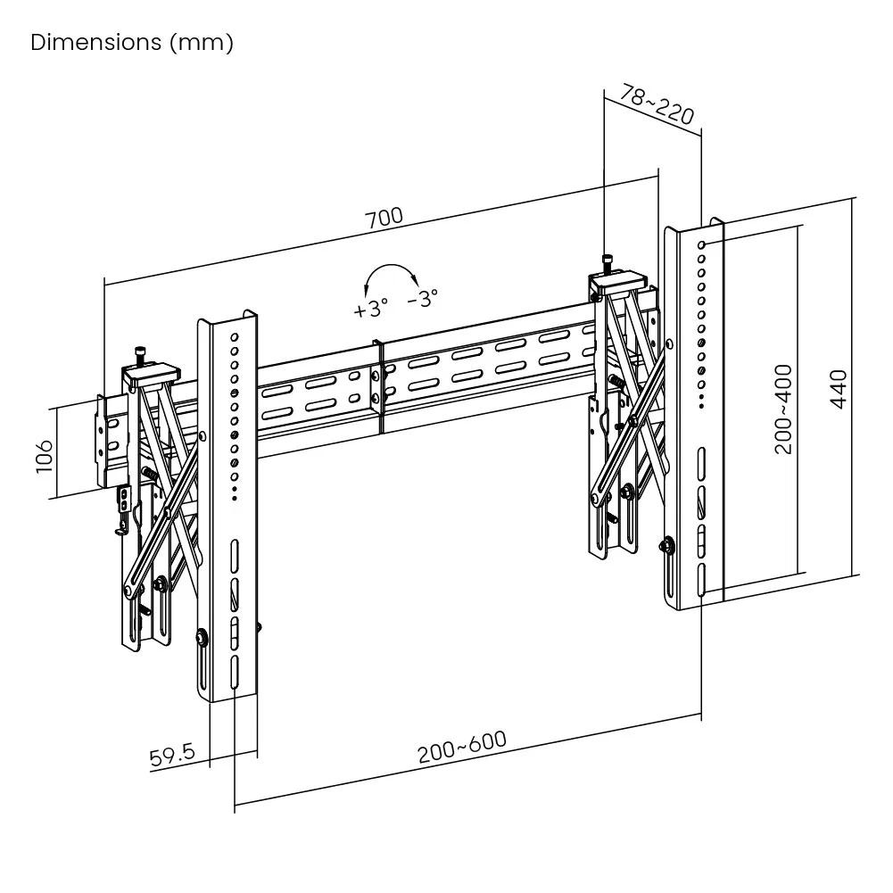 Economical Full Service Adjustment Display Bracket Pop-out Mounting System Video Wall Mount with Max. VESA 600x400 Anti-Theft Locking