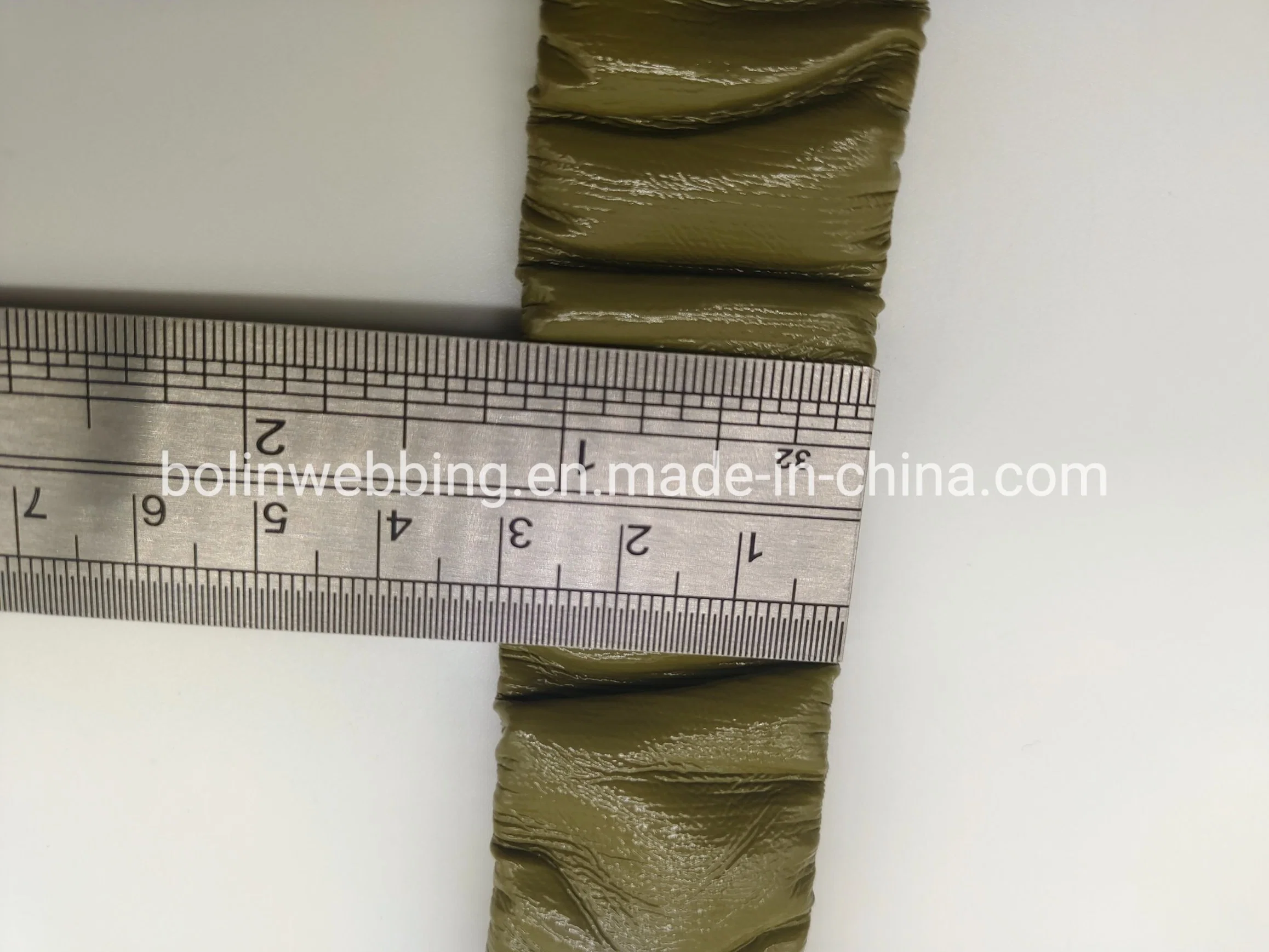 30mm Olive Green PU Elastic for Sandal OEM Wave Faux Leather for Platform Sandal, Women Quarter Strap Flat Platform PU for Shoe Accessories