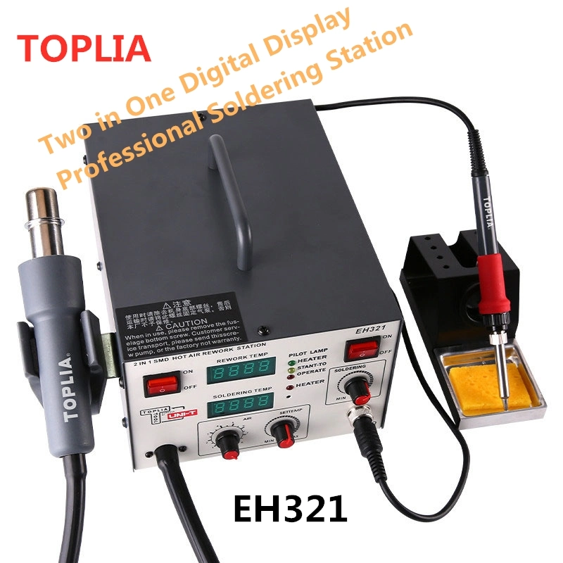 Estación de soldadura profesional de pantalla digital doble Toplia 2-in-1 Eh321