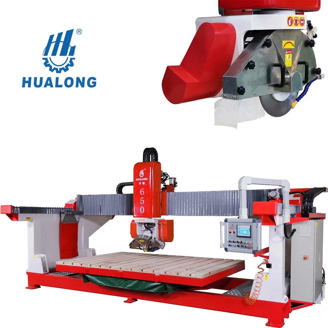 Hualong Machinery Hlsq-650 Hydraulic Bridge Stone Slab Cutter Marble Chamfering Profile Granite Cutting Machine for Kitchen Countertop