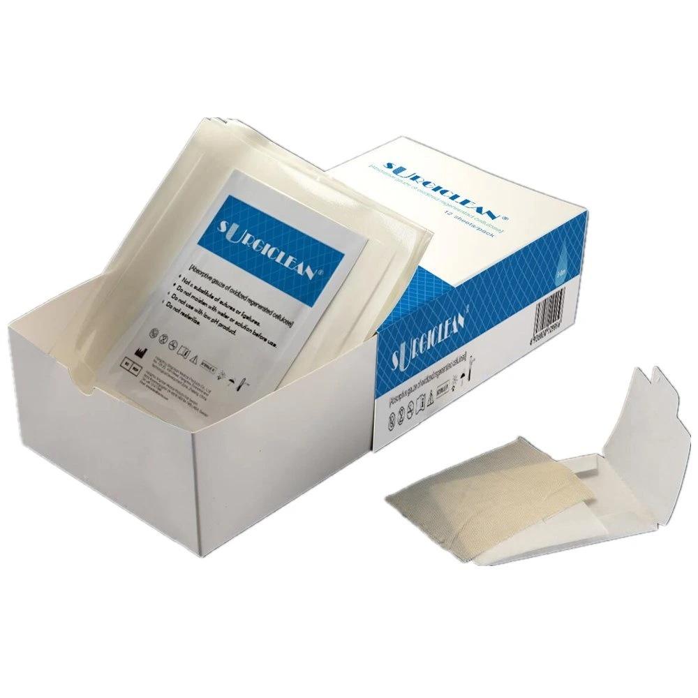 OEM, ODM Avaible Regenerated Cellulose Surgiclean 12 PCS / Box Gauze Wound Dressing